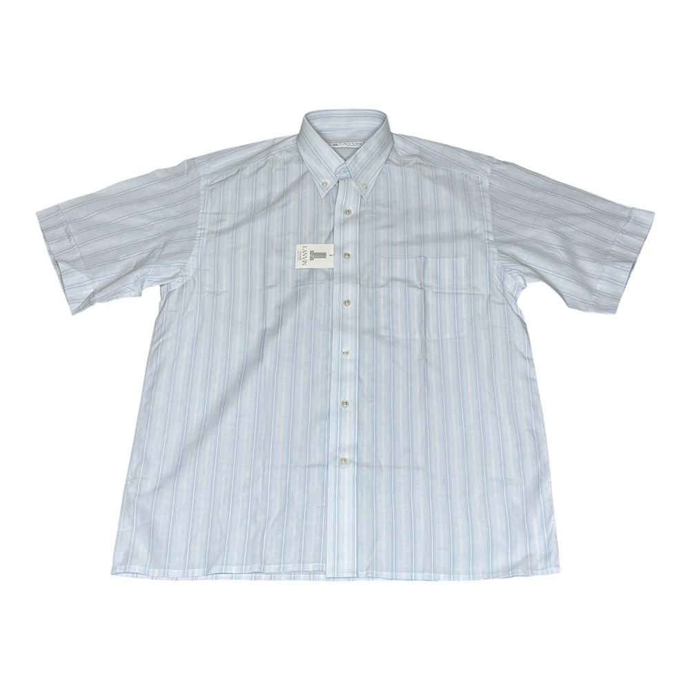 NEW Vintage Lanvin Paris‎ Mens Short Sleeve Button Down Shirt France 38 - 14.5